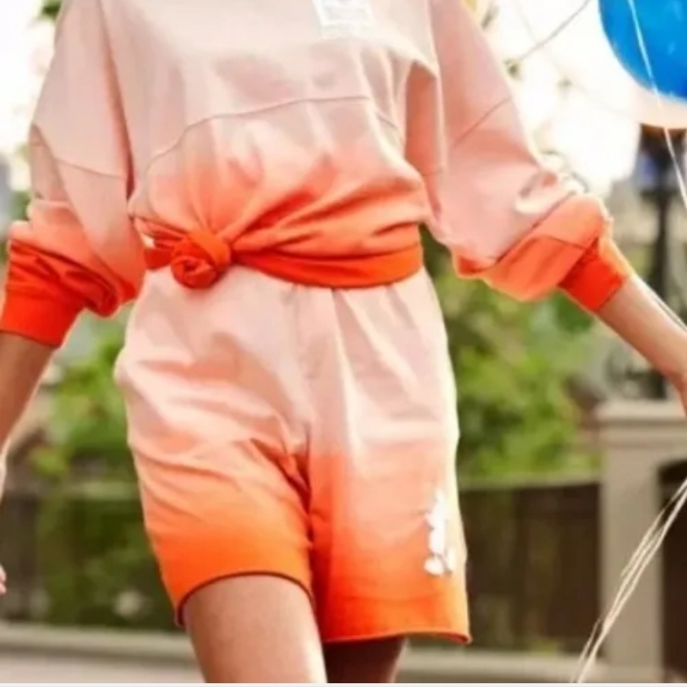 Disney Parks Spirit Jersey Coral Orange Tie Dye Shorts Large NEW with Tag 2022
